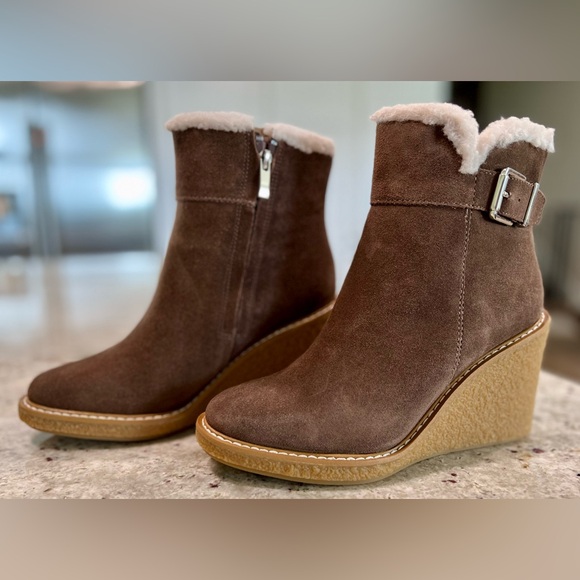 Franco Sarto Suede Wedge Ankle Boots - Picture 1 of 9